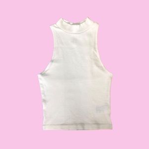 White Mock Neck Tank Top